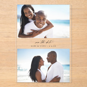 Invitations En Acrylique MOD H Duo Photo Enregistrer la date
