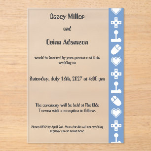Invitations En Acrylique Mode multijoueur en mariage acrylique bleu-pâle