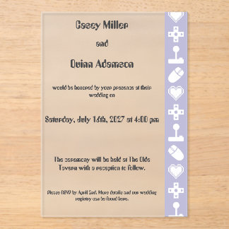 Invitations En Acrylique Mode multijoueur en mariage acrylique lavande