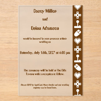 Invitations En Acrylique Mode multijoueur en mariage en acrylique au chocol