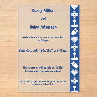 Invitations En Acrylique Mode multijoueur en mariage en acrylique bleu