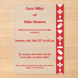 Invitations En Acrylique Mode multijoueur en mariage en acrylique cerise