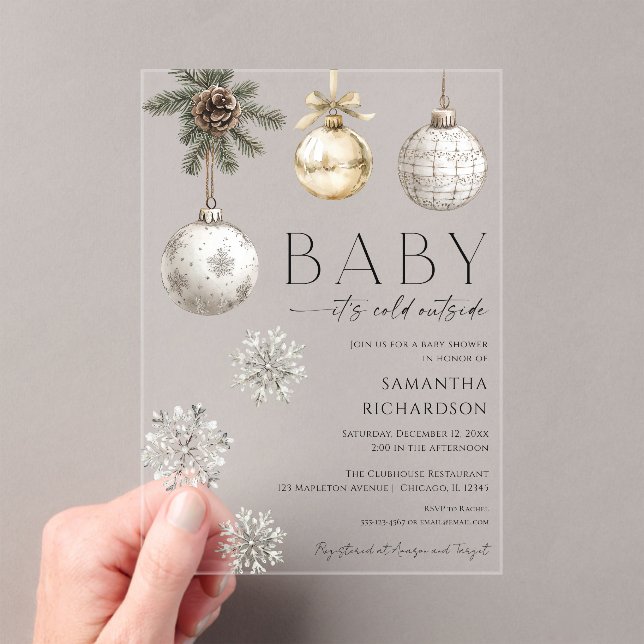 Invitations En Acrylique Modern Baby it's cold outside gender neutral (In situ (ordinateur de poche))