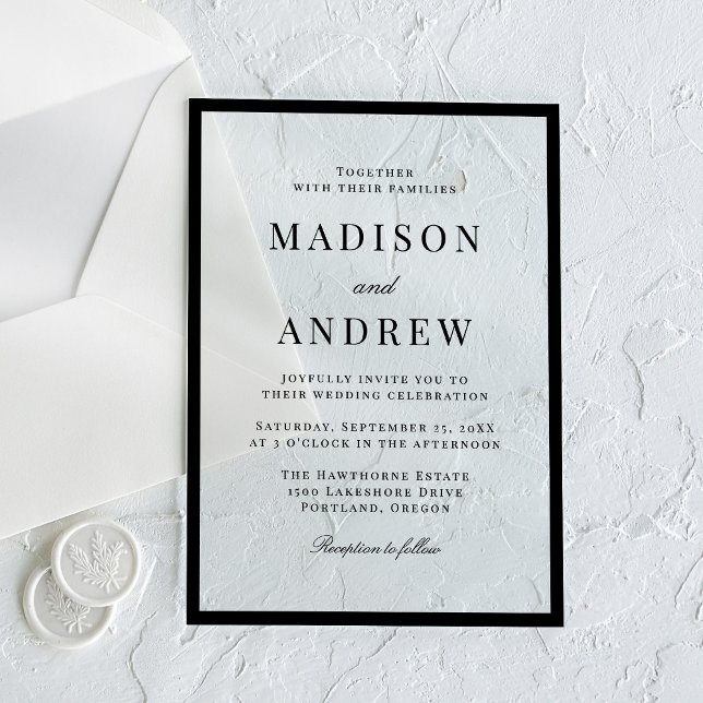 Invitations En Acrylique Modern Black Border Wedding (Créateur téléchargé)