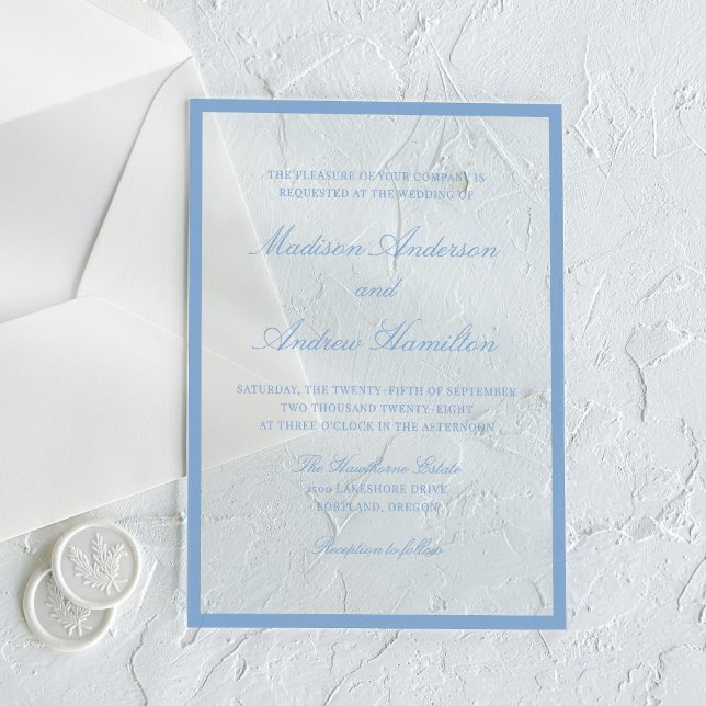 Invitations En Acrylique Modern Blue Border Wedding (Créateur téléchargé)