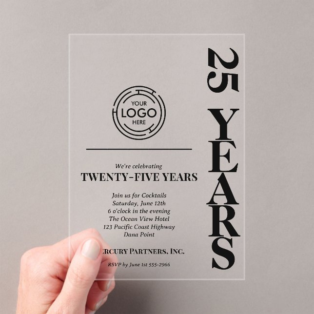 Invitations En Acrylique Modern Business 25th Anniversary Logo (In situ (ordinateur de poche))