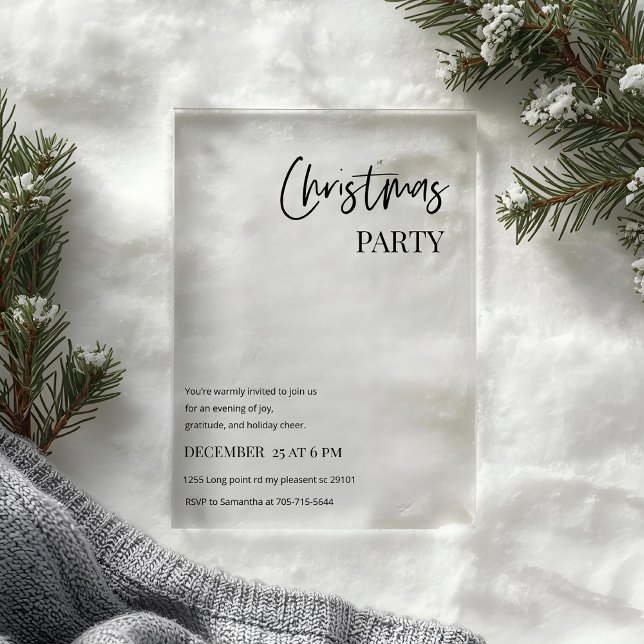 Invitations En Acrylique Modern Christmas Party Minimal (Créateur téléchargé)