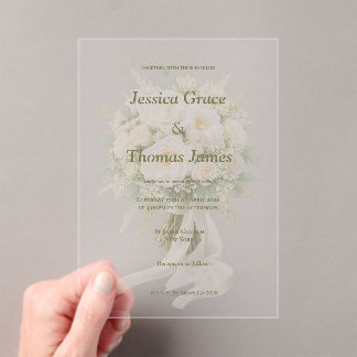 Invitations En Acrylique Modern Elegant Rose 