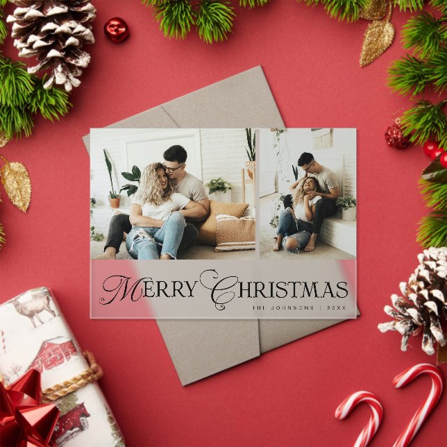 Invitations En Acrylique Modern Elegant Script Photo Collage Christmas Card (Insitu (vacances))
