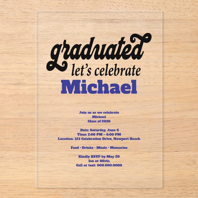 Invitations En Acrylique Modern Graduation Party (Recto)