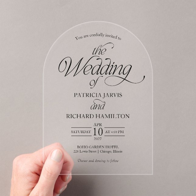 Invitations En Acrylique Modern Minimalist Arch Wedding Elegant (In situ (ordinateur de poche))