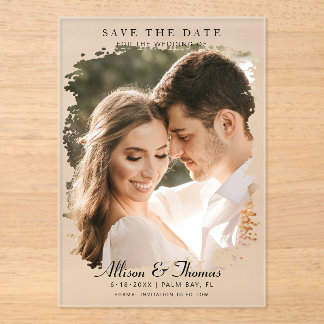 Invitations En Acrylique Modern Save the Date Photo Chic Mariage