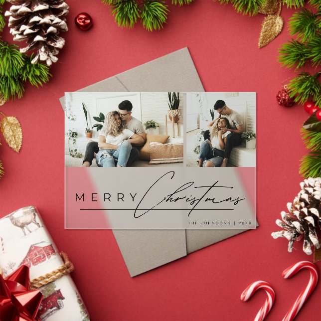 Invitations En Acrylique Modern Script Minimal Simple Photo Christmas Card (Insitu (vacances))