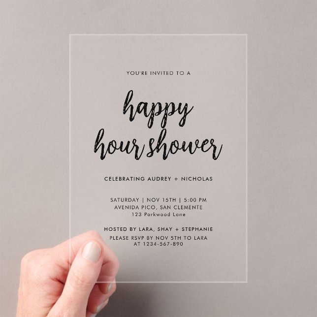 Invitations En Acrylique Modern Simple Happy Hour Couple Bridal Shower (In situ (ordinateur de poche))