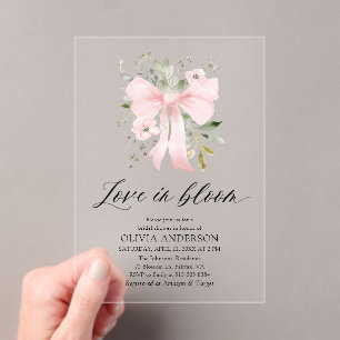 Invitations En Acrylique Moderne Bow rose amour floral dans la Fête des mar