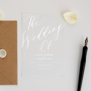Invitations En Acrylique Moderne calligraphie transparente mariage script