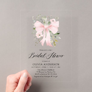 Invitations En Acrylique Moderne Coquette Fleurie Rose pour Enterrement de 