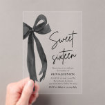 Invitations En Acrylique Moderne Elegant Black Bow Sweet 16 Anniversaire<br><div class="desc">Célébrez en style avec cette élégante Black Bow Sweet 16 Anniversaire Invitation de fête! 🎀 ✨ Doté d'un arc noir chic et d'un design élégant, cet invitation donne le ton parfait pour une célébration Sweet 16 glamour et inoubliable. Personnalisez avec vos détails et impressionnez vos invités avec une touche sophistiquée...</div>