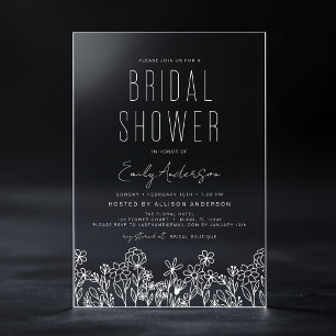Invitations En Acrylique Moderne Élégante Bohème Fête de Mariage avec Fleur