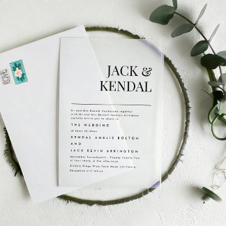 Invitations En Acrylique Moderne Élégante | Noms Modifiables Mariage