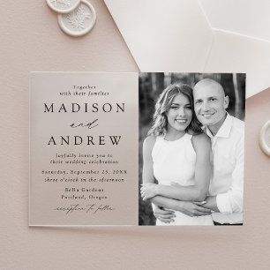 Invitations En Acrylique Moderne Élégante Photo de Mariage avec Écriture No