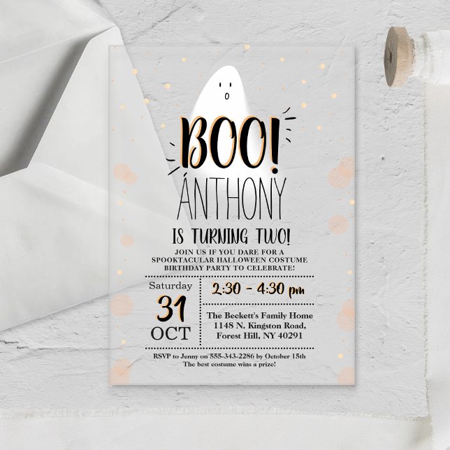 Invitations En Acrylique Moderne Little Boo ! Anniversaire Halloween 2 ans (Créateur téléchargé)