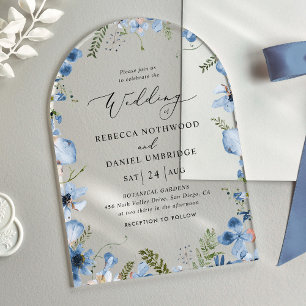 Invitations En Acrylique Moderne Mariage Bleu Chic