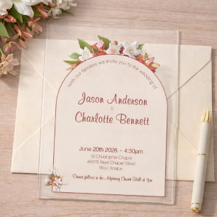 Invitations En Acrylique Moderne Minimaliste Fleurie Arche Mariage Acryliqu