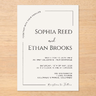 Invitations En Acrylique Moderne Minimaliste Mariage Editorial Ivoire