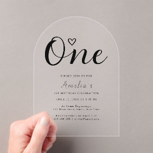 Invitations En Acrylique Moderne simple Boho Heart Premier anniversaire