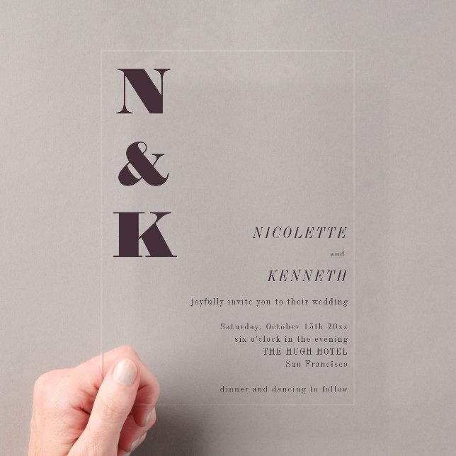 Invitations En Acrylique Monogramme Boho Initial Photo Mariage Esthétique P (In situ (ordinateur de poche))