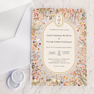 Invitations En Acrylique Monogramme de mariage beige automnal rustique vint