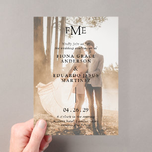 Invitations En Acrylique Monogramme Gras Contemporain Photo Mariage Moderne