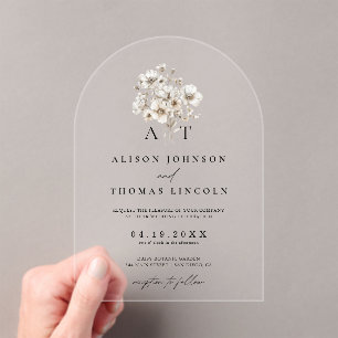 Invitations En Acrylique Monogramme rustique élégant Mariage floral