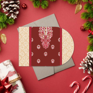 Invitations En Acrylique moquette rouge et beige avec bordure rouge