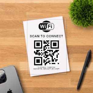 Invitations En Acrylique Mot de passe Wifi Analyse du code QR pour se con
