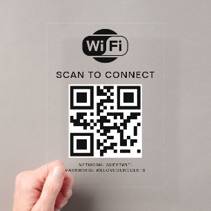 Invitations En Acrylique Mot de passe Wifi Scannez le code QR pour vous c