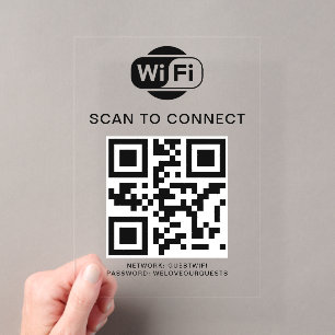 Invitations En Acrylique Mot de passe Wifi Scannez le code QR pour vous c