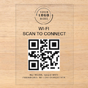 Invitations En Acrylique Mot de passe Wifi Scannez le code QR pour vous c