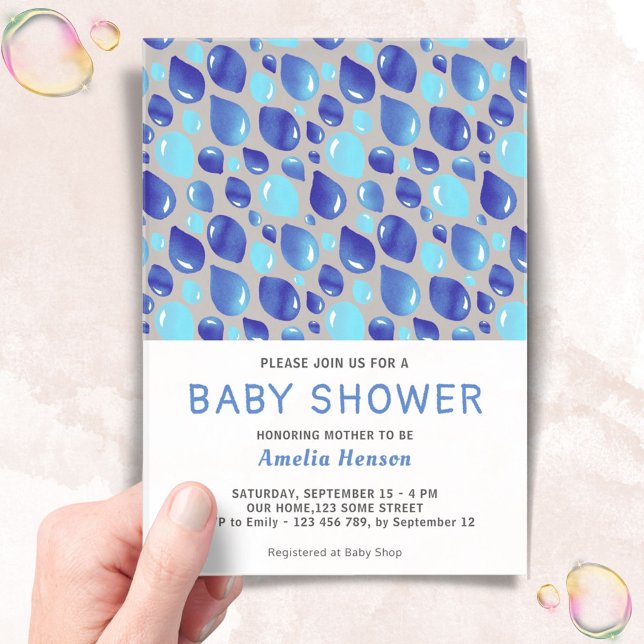 Invitations En Acrylique Motif Bleu  bébé Baby shower garçon (Créateur téléchargé)