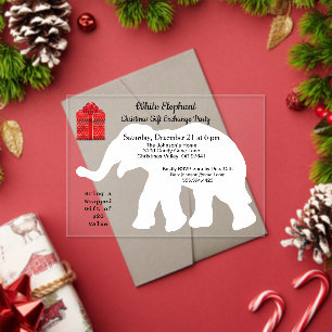 Invitations En Acrylique Motif Diamant de Noël Eléphant Blanc Retour