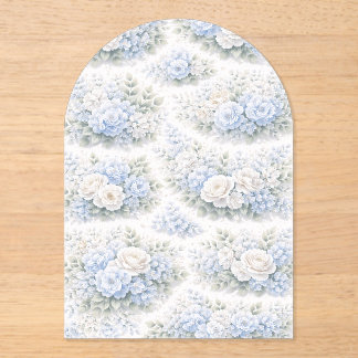 Invitations En Acrylique Motif floral SoftBlue Élégant Botanique Romantique