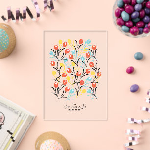 Invitations En Acrylique Motif floral vibrant de tulipes sur fond blanc
