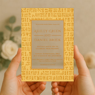 Invitations En Acrylique Motifs Hiéroglyphiques de l'Égypte Ancienne Mariag