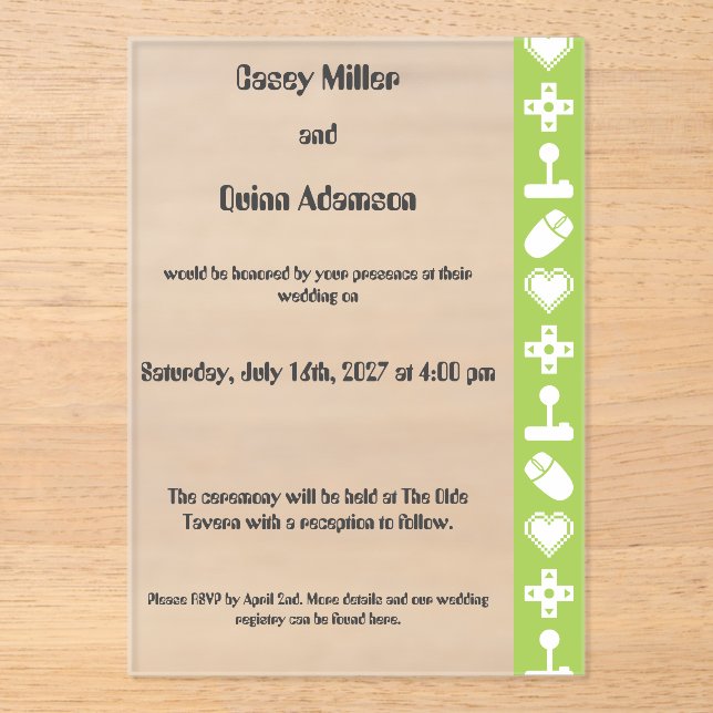 Invitations En Acrylique Multiplayer Mode in Peridot Acrylic Wedding  (Recto)