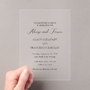 Invitations En Acrylique Nancy Black et White Mariage moderne