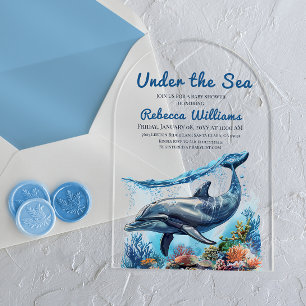 Invitations En Acrylique Nautical Bleu Garçon Sous l'Océan Baby Shower