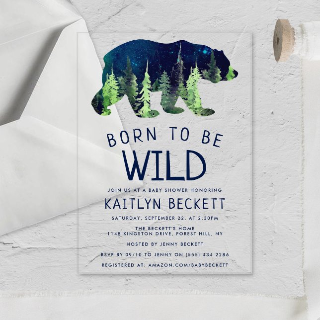 Invitations En Acrylique Né Pour Être Un Baby shower Sauvage (Créateur téléchargé)