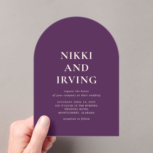 Invitations En Acrylique Nikki Purple Mariage moderne (In situ (ordinateur de poche))