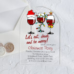 Invitations En Acrylique Noël Boissons Cocktails Vins Lunettes<br><div class="desc">Cocktails Cocktails Vins Lunettes de Vin Fête de Noël Acrylique Invitations comprend des verres à vin festifs avec cloches, lampes de Noël et chapeau de Père Noël. Ci-dessous, modifiez les détails pour refléter vos informations d'invitation de fête de Noël sur un arrière - plan opaque. Créé par Evco Holidays www.zazzle.com/store/evcoholidays...</div>